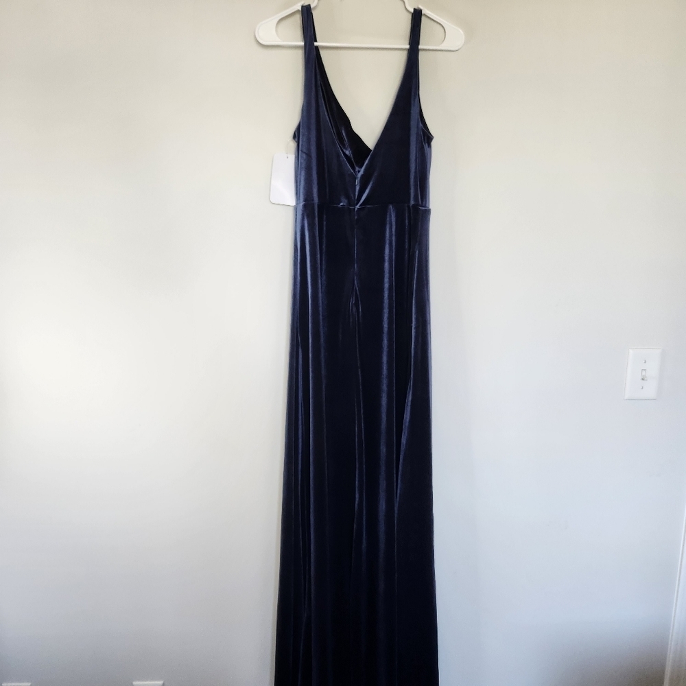 Lovely Navy Velvet front twist fl dress, NWT, Size 8 - Picture 8 of 11